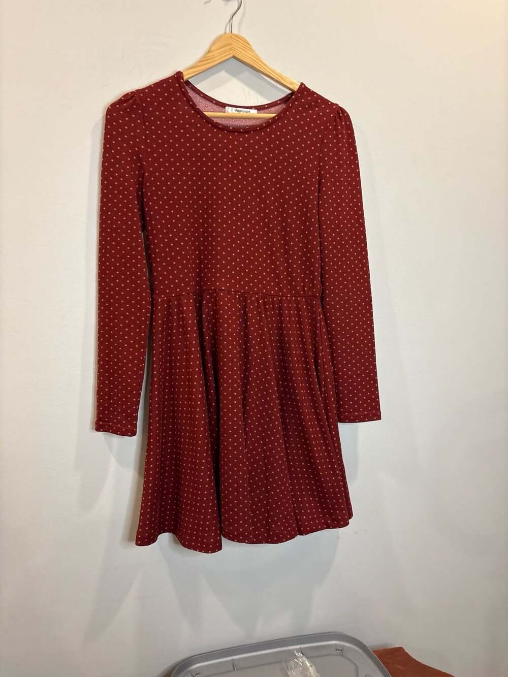 Valleygirl Red Polka Dot Long Sleeve Mini Dress Size S-M
